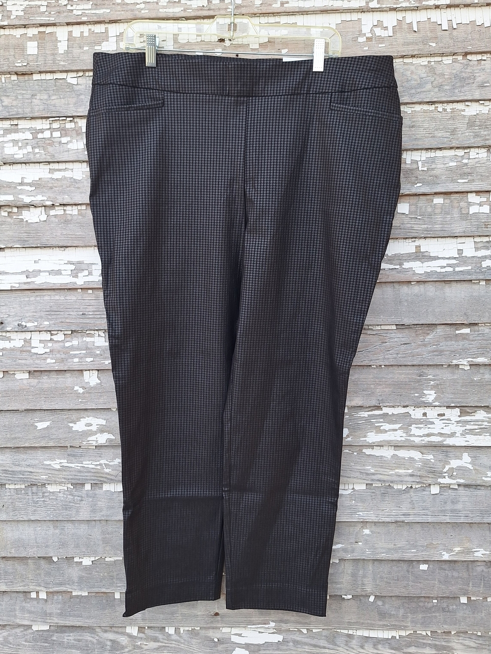 Chico's Black Micro-Check Stretch Dress Pants Size 18 NWT